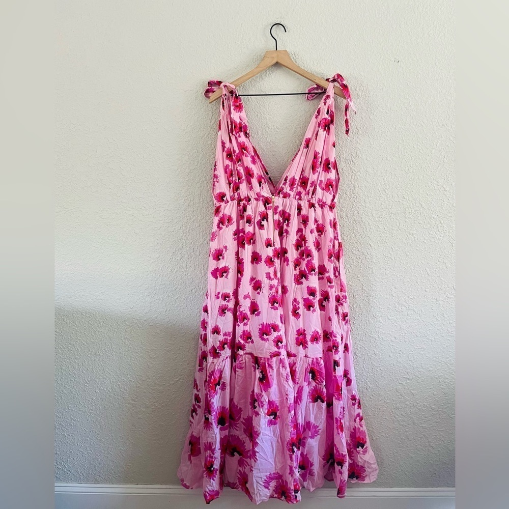 Banjanan Pink Floral Maxi Dress with Fuchsia Flowers - Picture 7 of 16